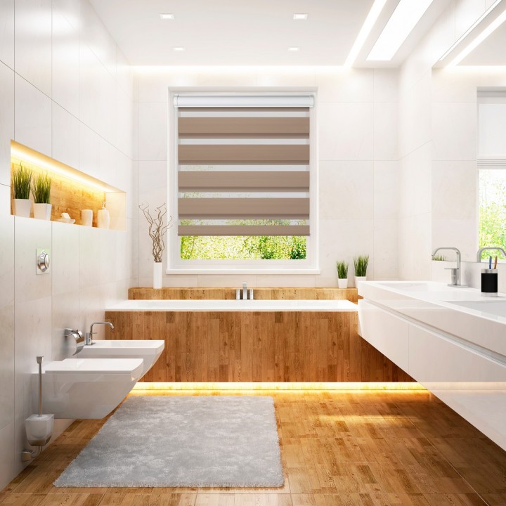 Roleta w kasecie PCV Dzień Noc Zaciemniająca Margaret z prowadnicą Beżowa Mrg 3