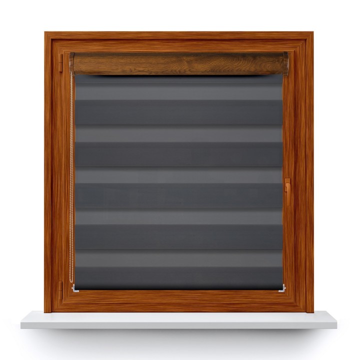 Roleta w kasecie PCV Dzień Noc Zaciemniająca Margaret z prowadnicą Ciemnoszara Mrg 6