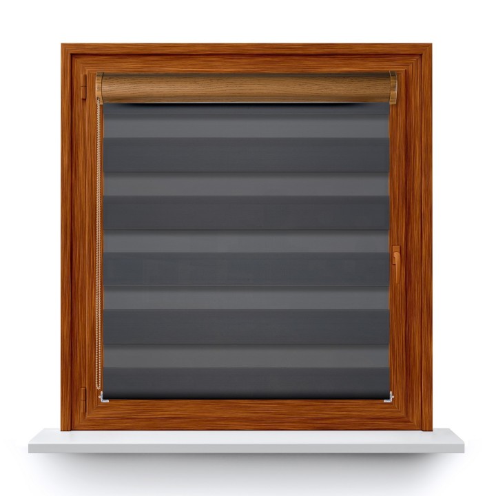 Roleta w kasecie PCV Dzień Noc Zaciemniająca Margaret z prowadnicą Ciemnoszara Mrg 6