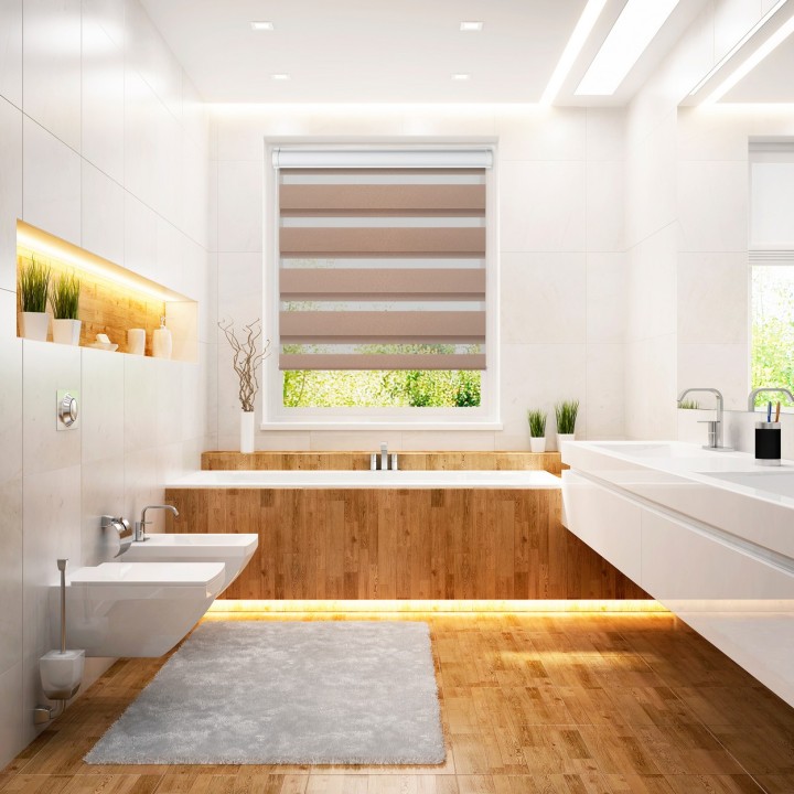 Roleta w kasecie PCV Dzień Noc Przyciemniająca Glossy Elegance bez prowadnic Miedziana 15398