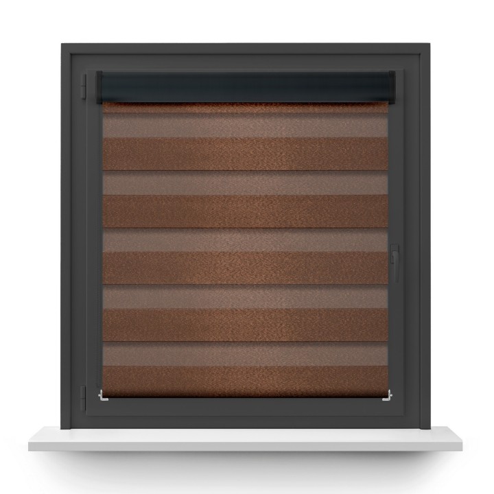 Roleta w kasecie PCV Dzień Noc Przyciemniająca Glossy Elegance bez prowadnic Brązowa 15898
