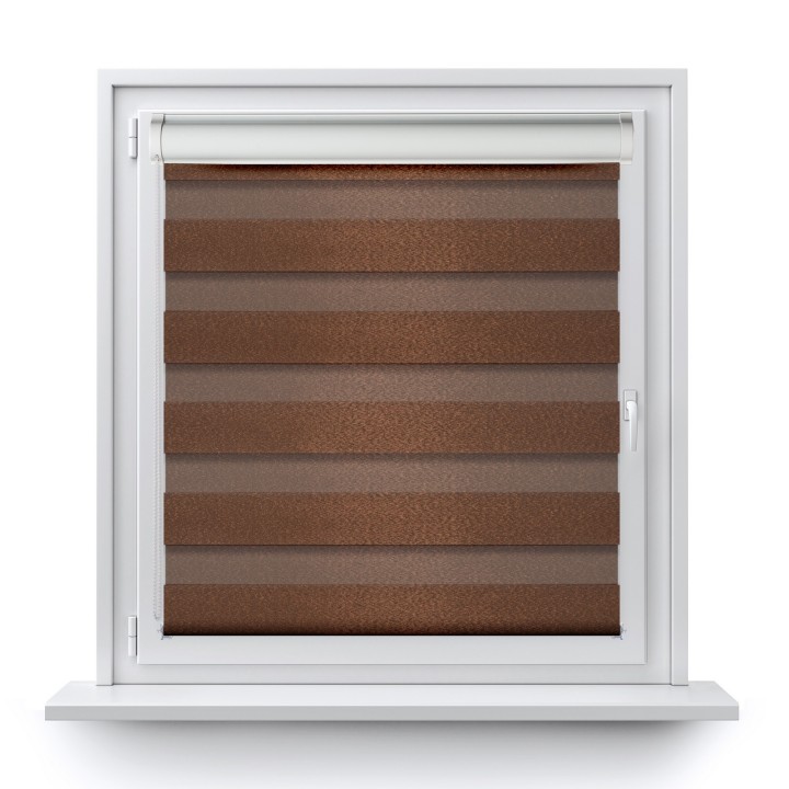 Roleta w kasecie PCV Dzień Noc Przyciemniająca Glossy Elegance bez prowadnic Brązowa 15898