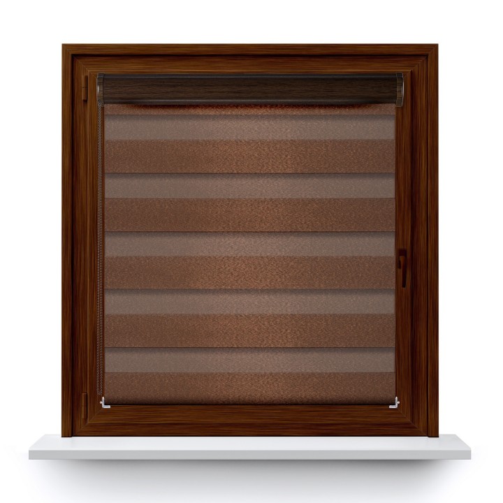Roleta w kasecie PCV Dzień Noc Przyciemniająca Glossy Elegance bez prowadnic Brązowa 15898