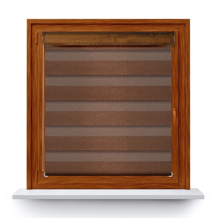 Roleta w kasecie PCV Dzień Noc Przyciemniająca Glossy Elegance bez prowadnic Brązowa 15898