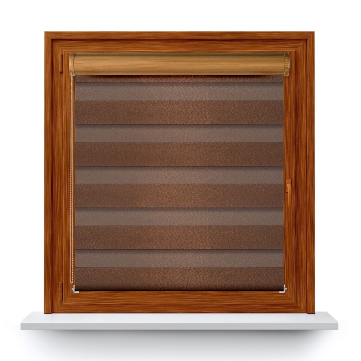Roleta w kasecie PCV Dzień Noc Przyciemniająca Glossy Elegance bez prowadnic Brązowa 15898