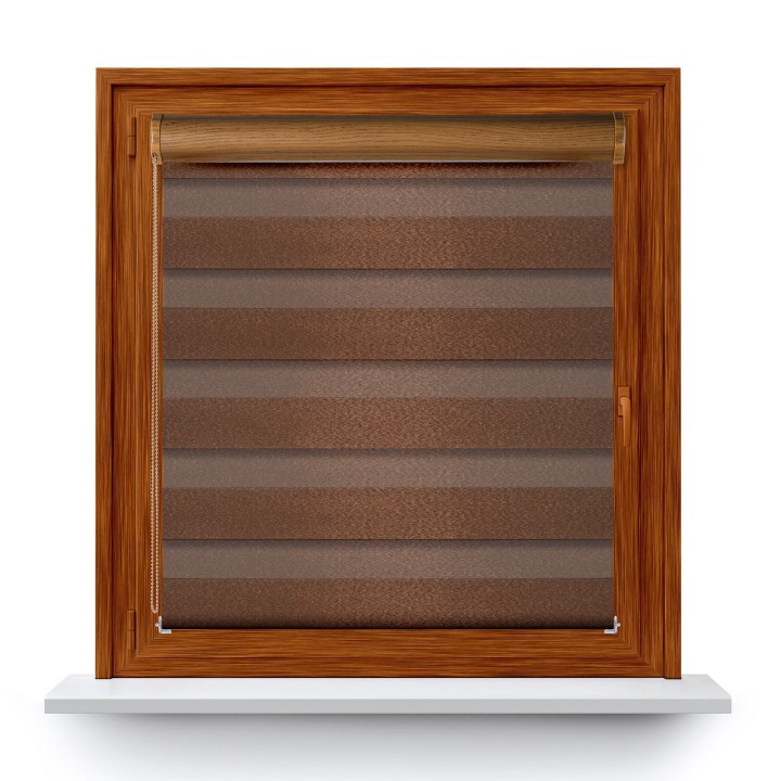 Roleta w kasecie PCV Dzień Noc Przyciemniająca Glossy Elegance bez prowadnic Brązowa 15898