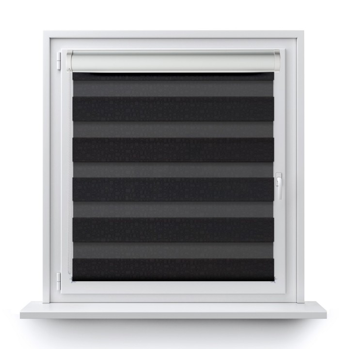 Roleta w kasecie PCV Dzień Noc Przyciemniająca Geometric bez prowadnic Czarna 14509