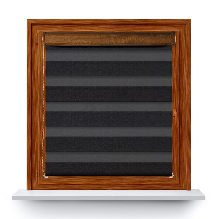 Roleta w kasecie PCV Dzień Noc Przyciemniająca Geometric bez prowadnic Czarna 14509