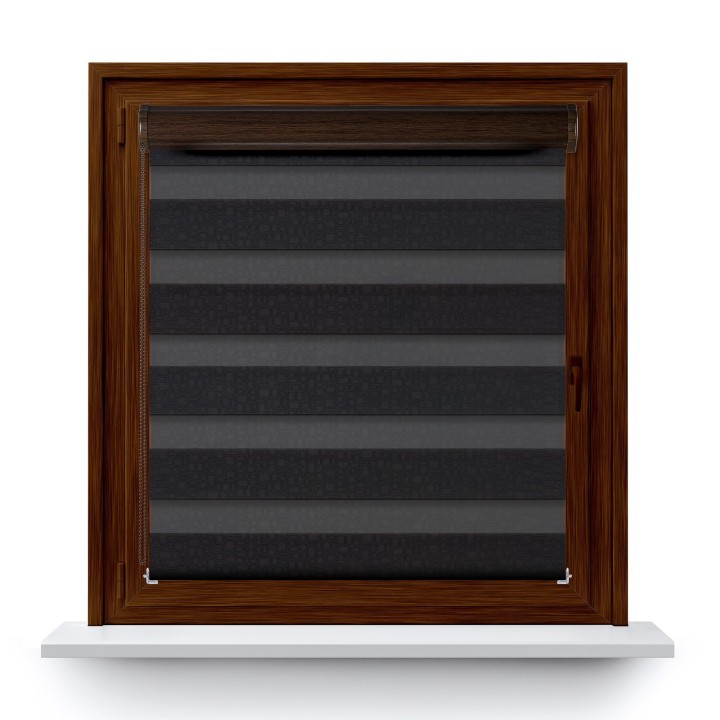 Roleta w kasecie PCV Dzień Noc Przyciemniająca Geometric z prowadnicą Czarna 14509