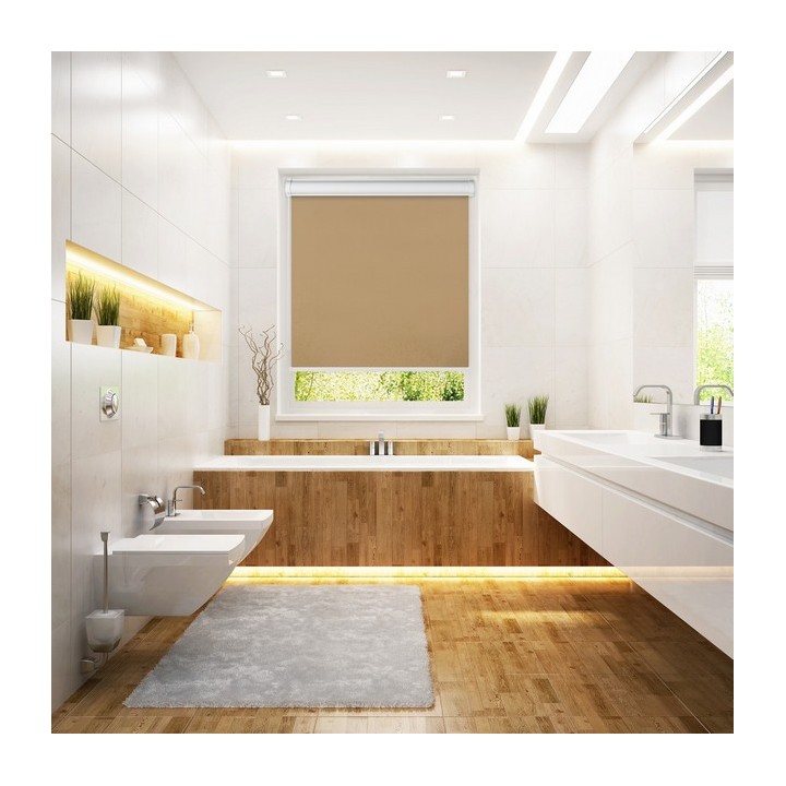 Roleta w kasecie PCV Gładka Przyciemniająca Gładka z prowadnicą Ciemnobeżowa 1901