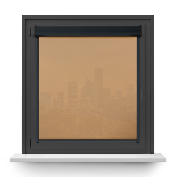 Roleta w kasecie PCV Gładka Przyciemniająca Gładka z prowadnicą Ciemnobeżowa 1901