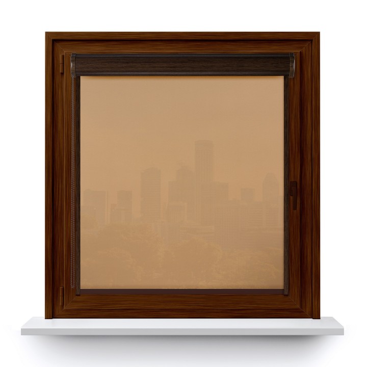 Roleta w kasecie PCV Gładka Przyciemniająca Gładka z prowadnicą Ciemnobeżowa 1901