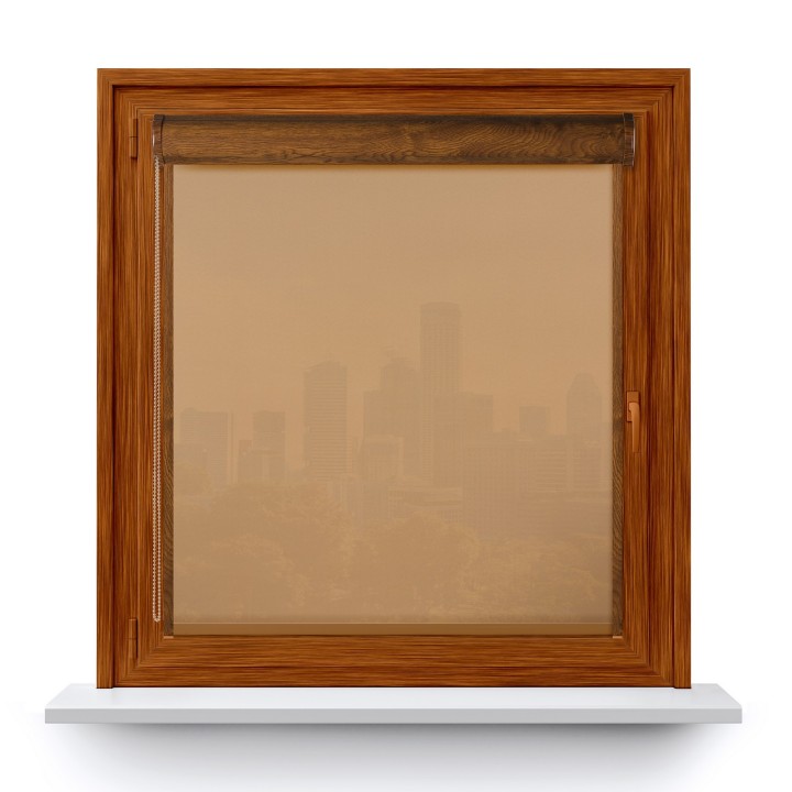 Roleta w kasecie PCV Gładka Przyciemniająca Gładka z prowadnicą Ciemnobeżowa 1901