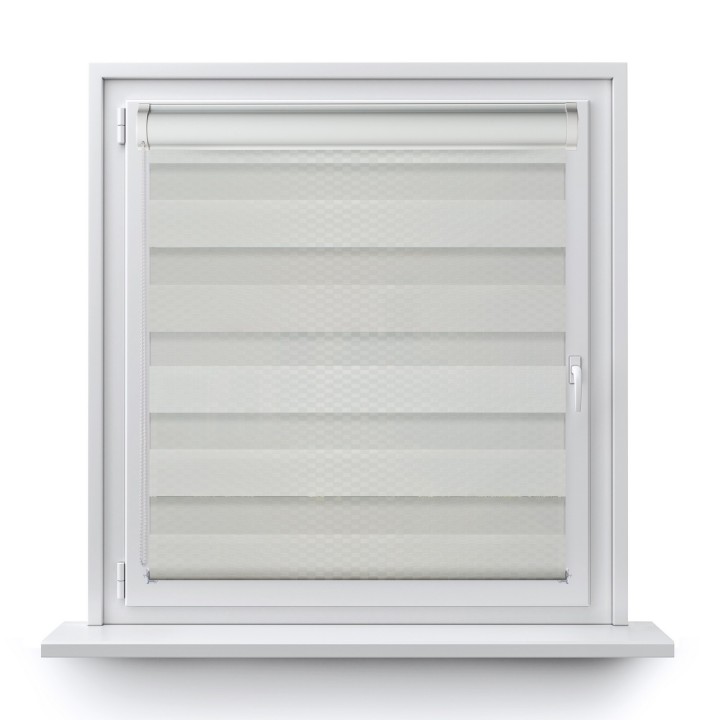 Roleta w kasecie PCV Dzień Noc Przyciemniająca Brazilian z prowadnicą Biała 16501