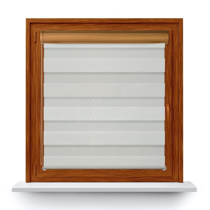 Roleta w kasecie PCV Dzień Noc Przyciemniająca Brazilian z prowadnicą Biała 16501