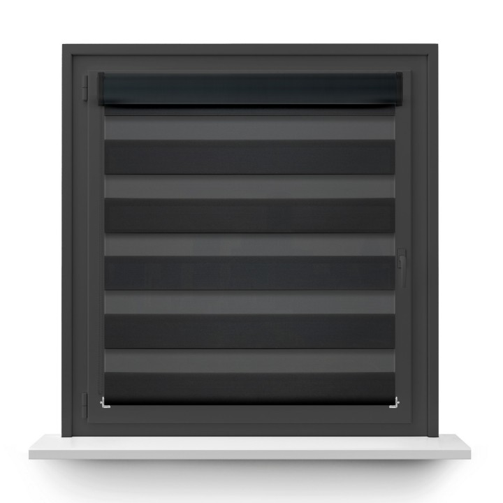 Roleta w kasecie PCV Dzień Noc Przyciemniająca Chic z prowadnicą Czarna 6008