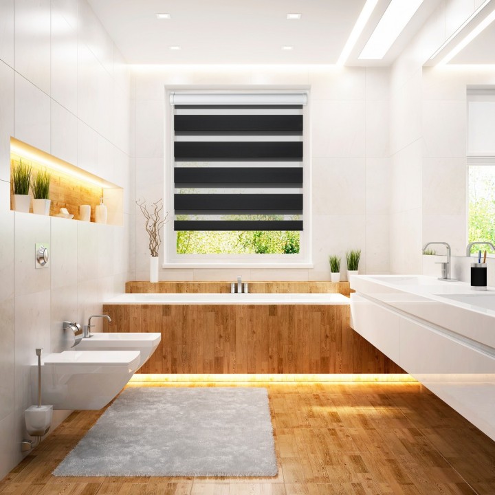 Roleta w kasecie PCV Dzień Noc Przyciemniająca Chic z prowadnicą Czarna 6008