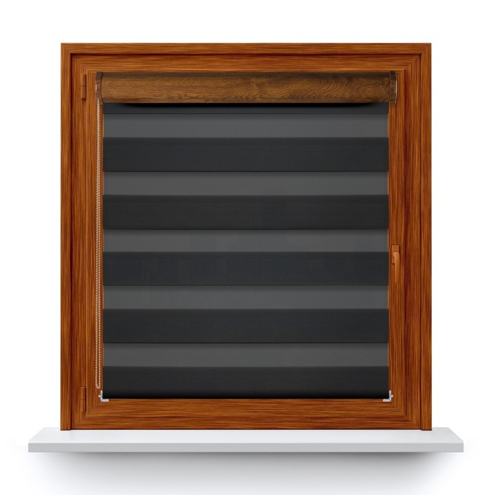 Roleta w kasecie PCV Dzień Noc Przyciemniająca Chic z prowadnicą Czarna 6008