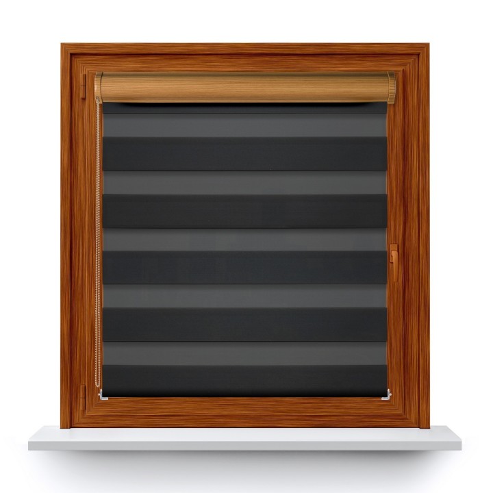 Roleta w kasecie PCV Dzień Noc Przyciemniająca Chic z prowadnicą Czarna 6008