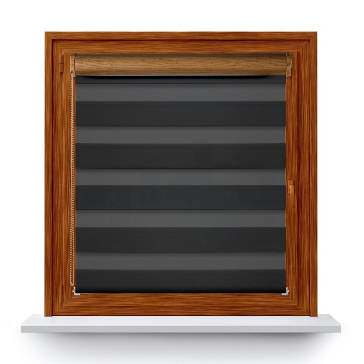 Roleta w kasecie PCV Dzień Noc Przyciemniająca Chic z prowadnicą Czarna 6008