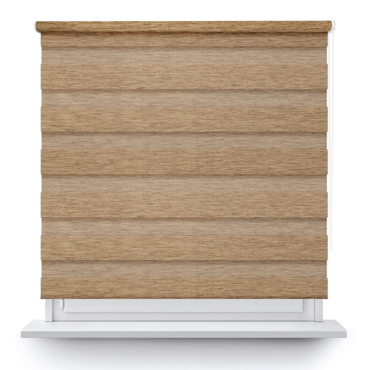 Roleta wolnowisząca Dzień Noc Przyciemniająca Bahama II Drewnopodobna Jasnobrązowa 11