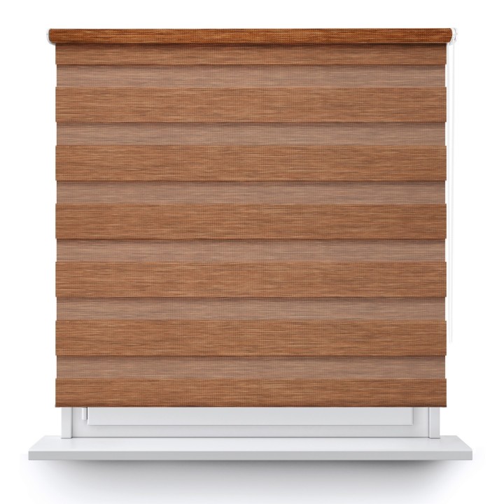 Roleta wolnowisząca Dzień Noc Przyciemniająca Bahama II Drewnopodobna Brązowa 15