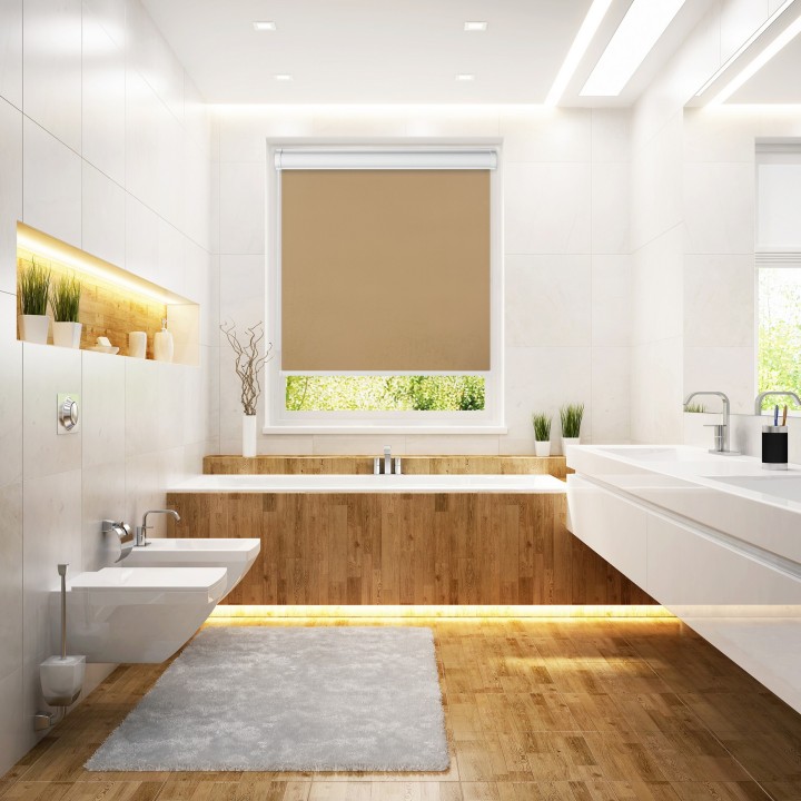 Roleta w kasecie PCV Gładka Przyciemniająca Gładka bez prowadnic Ciemnobeżowa 1901