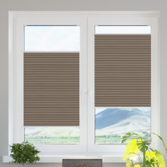 Thermo-blackout honeycomb pleated blind dark beige