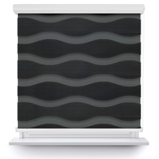 Roleta w kasecie aluminium Dzień Noc Przyciemniająca Fala Grafit 04