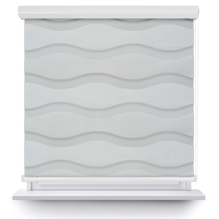 Roleta w kasecie aluminium Dzień Noc Przyciemniająca Fala Biała 1