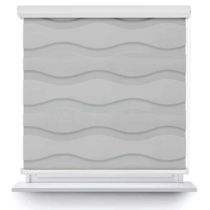 Roleta w kasecie aluminium Dzień Noc Przyciemniająca Fala Szara 2