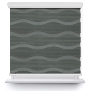 Roleta w kasecie aluminium Dzień Noc Przyciemniająca Fala Szara 03