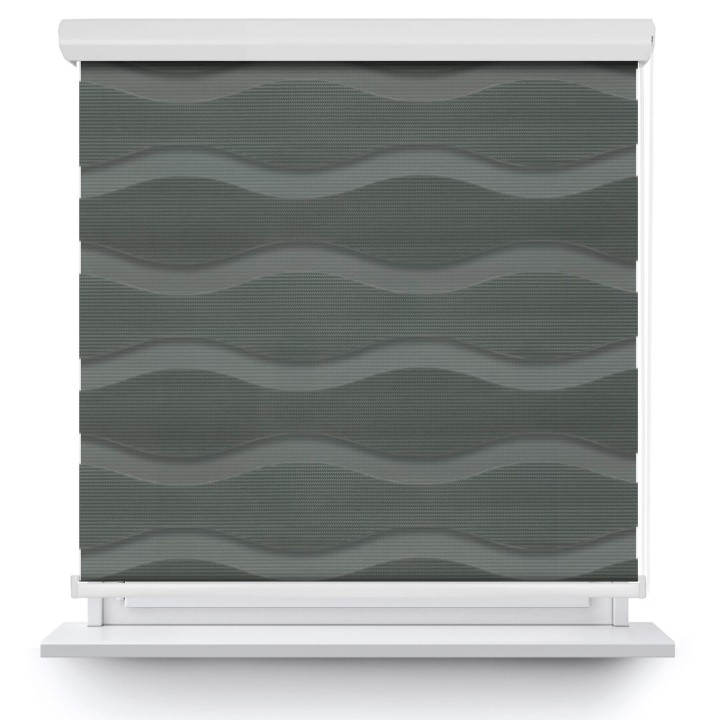 Roleta w kasecie aluminium Dzień Noc Przyciemniająca Fala Szara 03