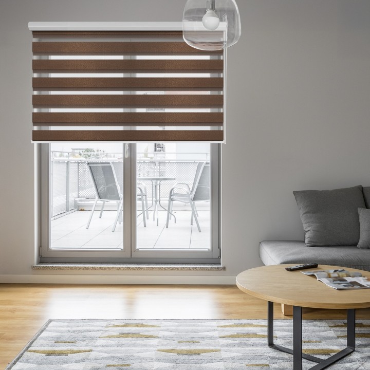 Roleta w kasecie aluminium Dzień Noc Przyciemniająca Glossy Elegance Brązowa 15898