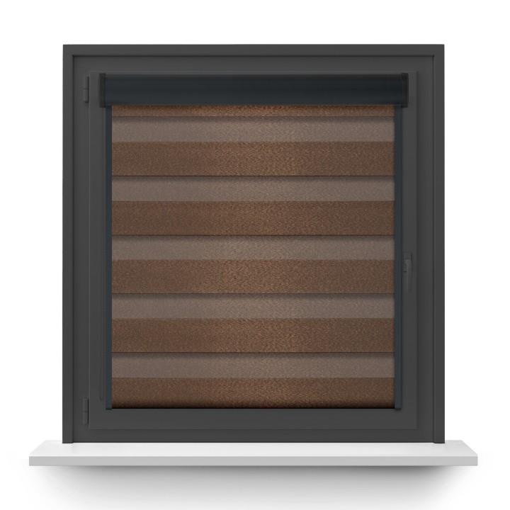 Roleta w kasecie PCV Dzień Noc Przyciemniająca Glossy Elegance z prowadnicą Brązowa 15898
