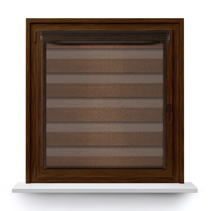 Roleta w kasecie PCV Dzień Noc Przyciemniająca Glossy Elegance z prowadnicą Brązowa 15898