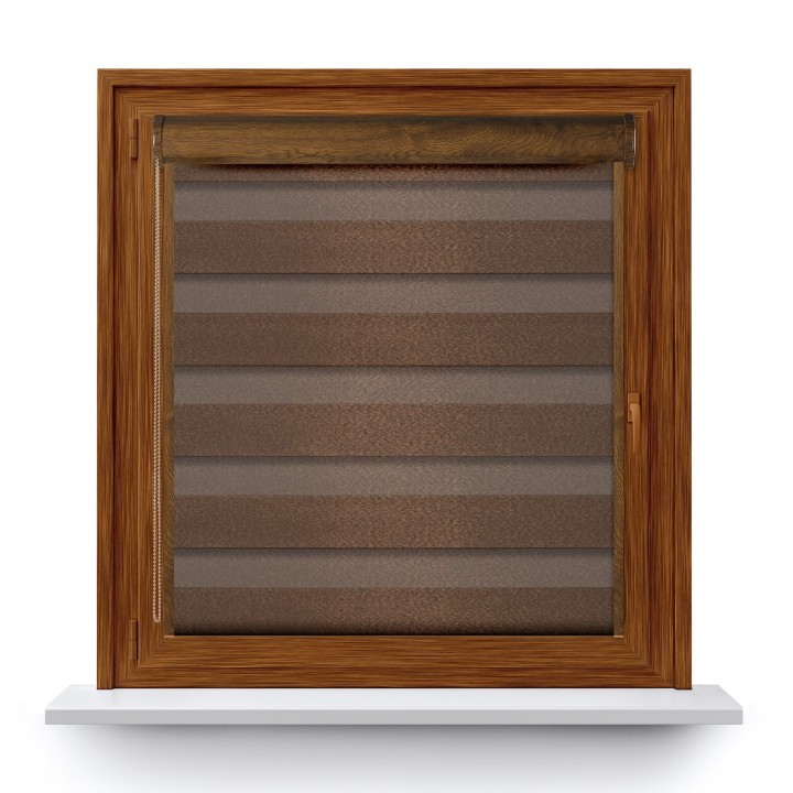 Roleta w kasecie PCV Dzień Noc Przyciemniająca Glossy Elegance z prowadnicą Brązowa 15898