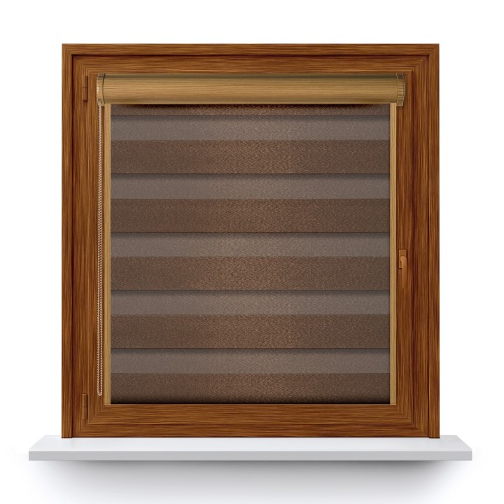 Roleta w kasecie PCV Dzień Noc Przyciemniająca Glossy Elegance z prowadnicą Brązowa 15898