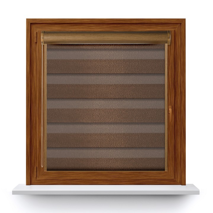 Roleta w kasecie PCV Dzień Noc Przyciemniająca Glossy Elegance z prowadnicą Brązowa 15898