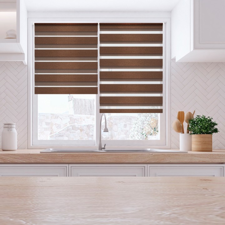 Roleta Mini Dzień Noc Przyciemniająca Glossy Elegance Brązowa 15898