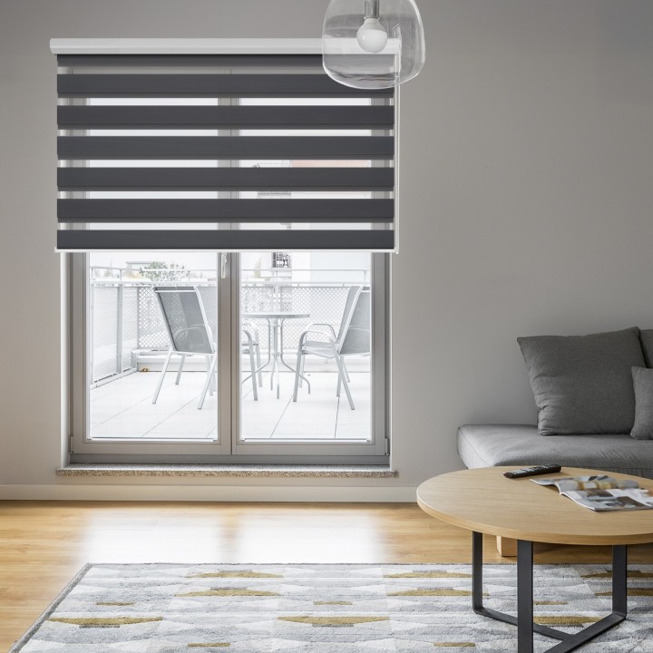 Roleta w kasecie aluminium Dzień Noc Zaciemniająca Margaret Ciemnoszara Mrg 6