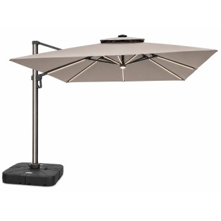 Parasol ogrodowy LED 300 x 300 cm antracytowy z podstawą