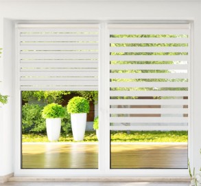 Roller blind in PVC cassette with guide Day-Night Bahama XV white BH1500