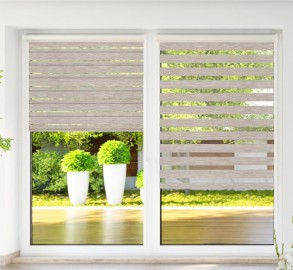 Roller blind in PVC cassette with guide Day-Night Bahama XV beige BH1502