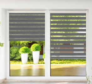 Roller blind in PVC cassette with guide Day-Night Bahama XXIII black BH2309