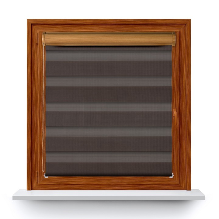 Roleta w kasecie PCV Dzień Noc Przyciemniająca Classic z prowadnicą Ciemnobrązowa 4