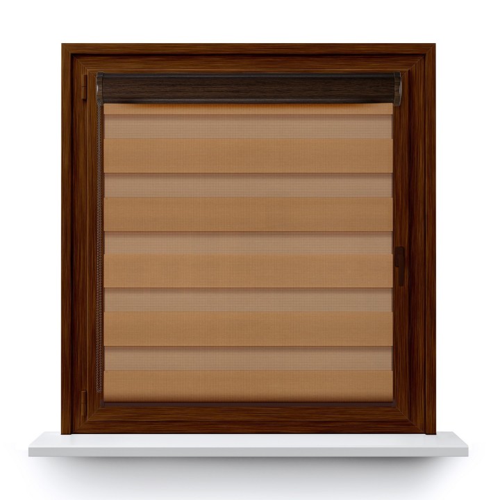 Roleta w kasecie PCV Dzień Noc Przyciemniająca Classic z prowadnicą Jasnobrązowa 1210