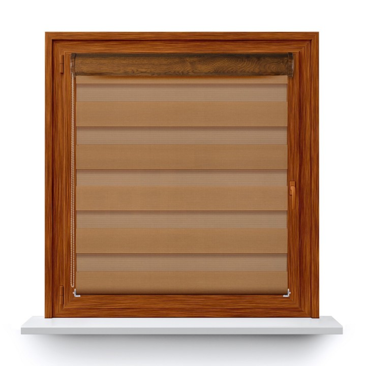 Roleta w kasecie PCV Dzień Noc Przyciemniająca Classic z prowadnicą Jasnobrązowa 1210