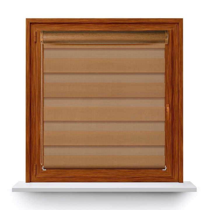 Roleta w kasecie PCV Dzień Noc Przyciemniająca Classic z prowadnicą Jasnobrązowa 1210
