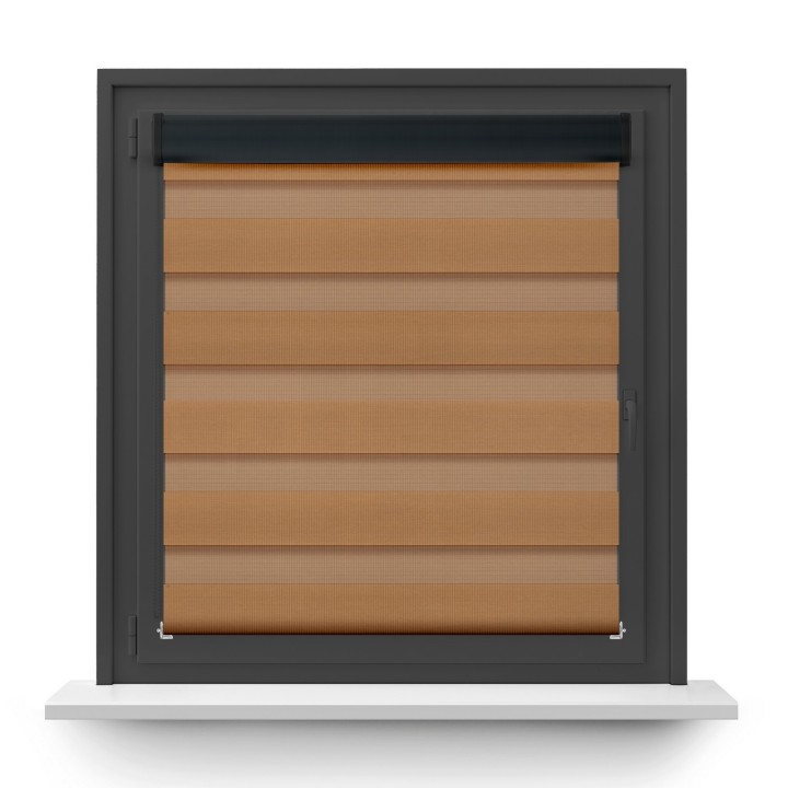 Roleta w kasecie PCV Dzień Noc Przyciemniająca Classic bez prowadnic Jasnobrązowa 1210